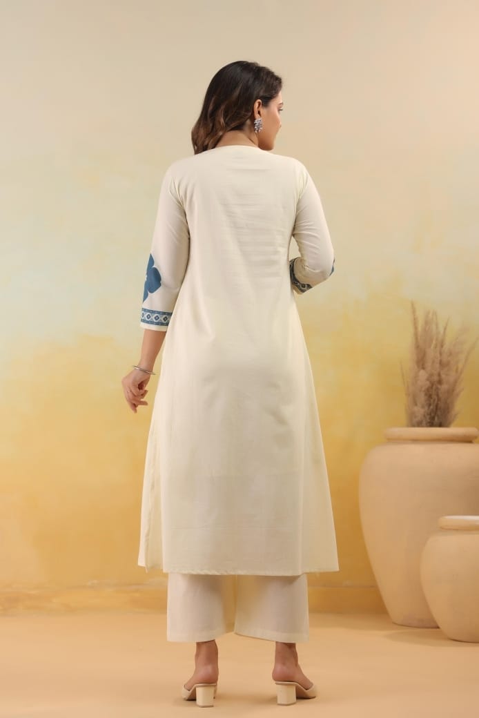 White blue kurti set