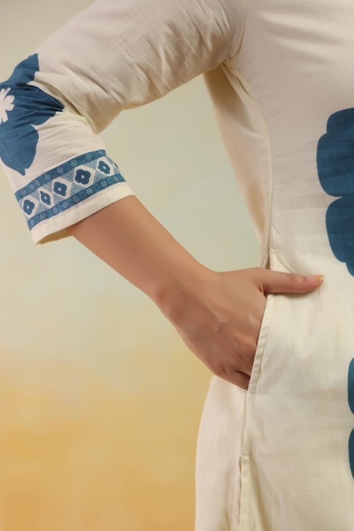 White blue kurti set