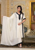 White Chikankari Suit with black lace work