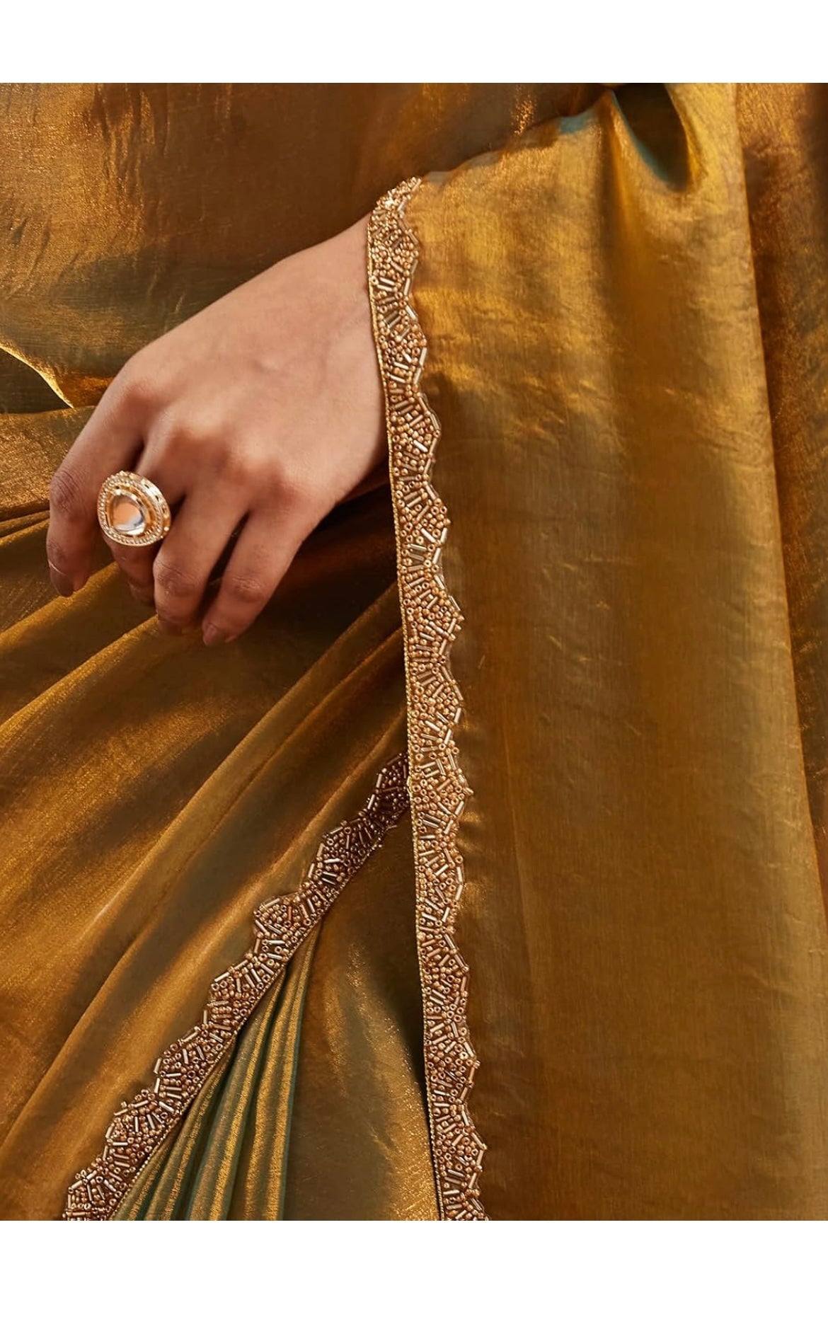 Golden Tissue Chiffon Saree