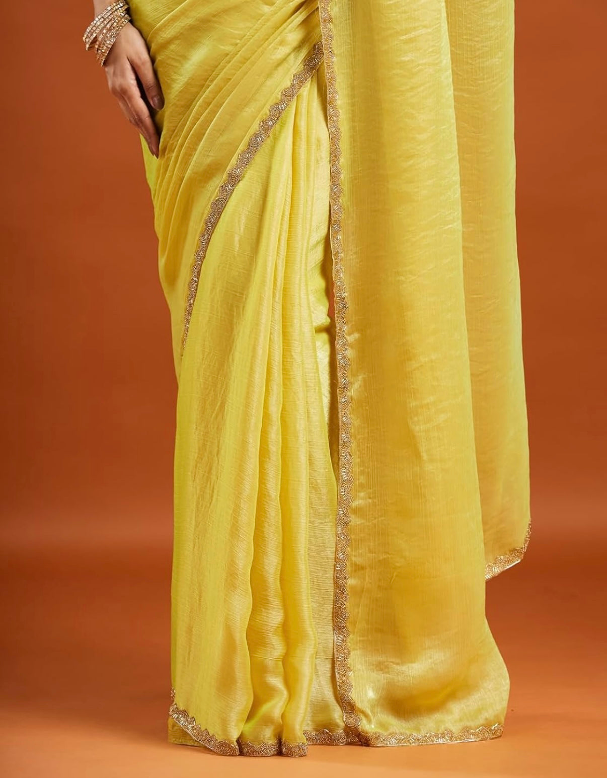 Yellow Tissue Chiffon Saree
