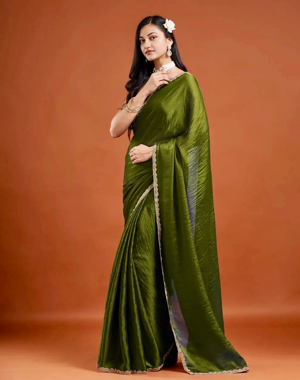 Green Tissue Chiffon Saree (Copy)