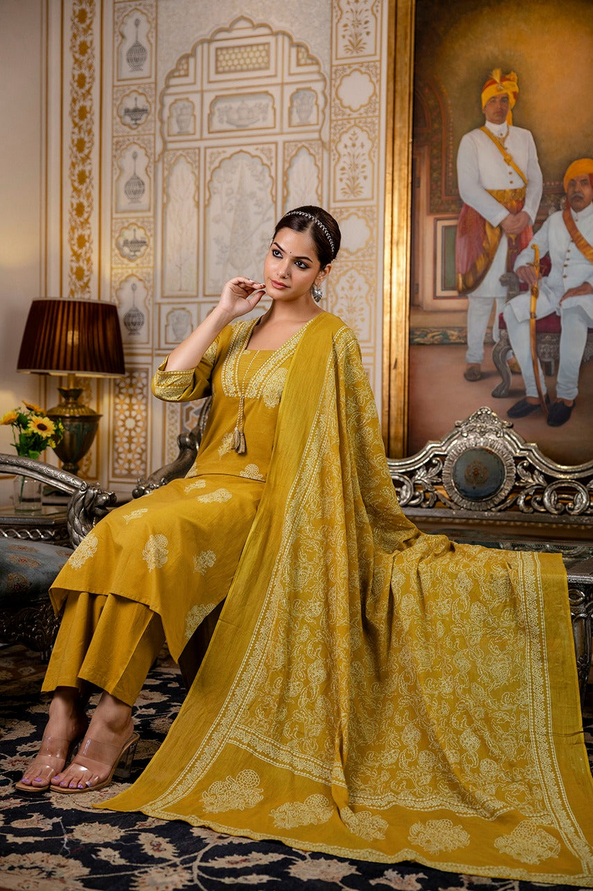 Yellow straight suit