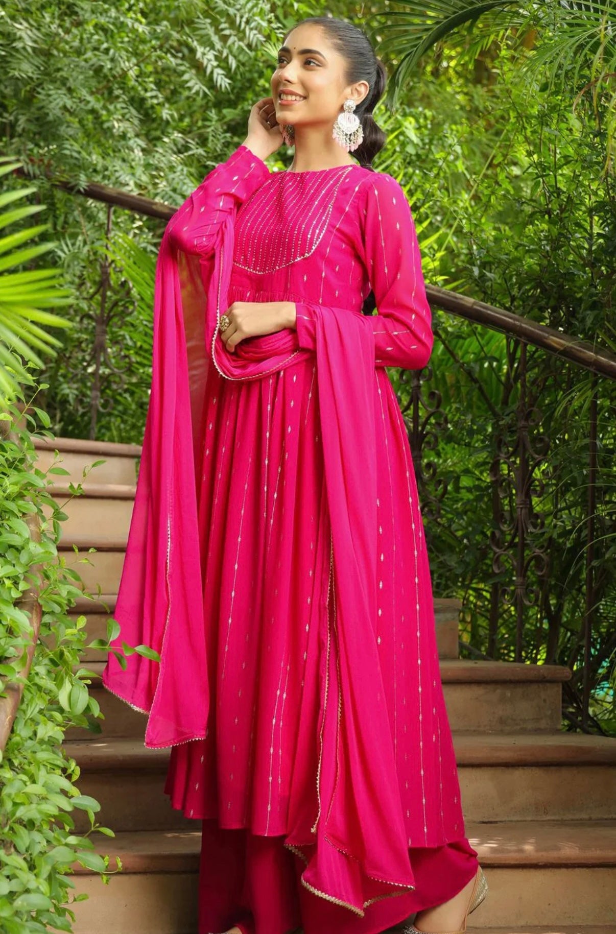 Rani pink Anarkali Suit