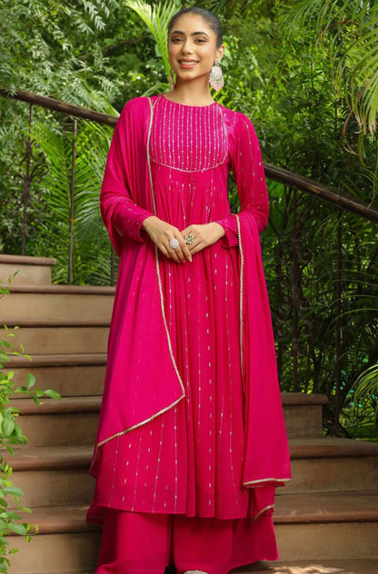 Rani pink Anarkali Suit