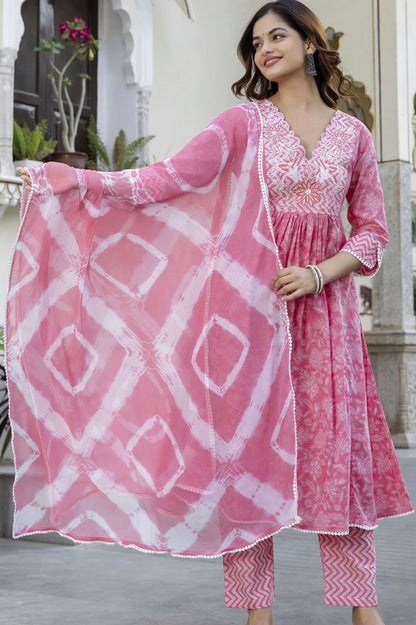 Adishaa  printed A line suit