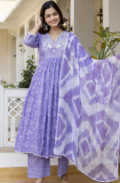 Adishaa  printed A line suit