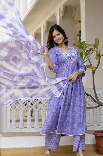 Adishaa  printed A line suit