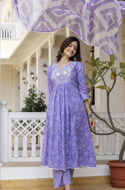 Adishaa  printed A line suit