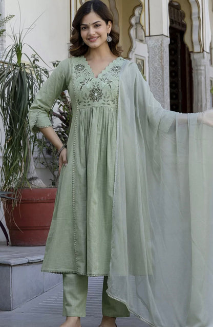 Adishaa  printed A line suit