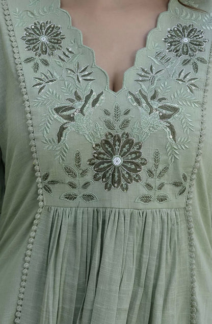 Adishaa  printed A line suit