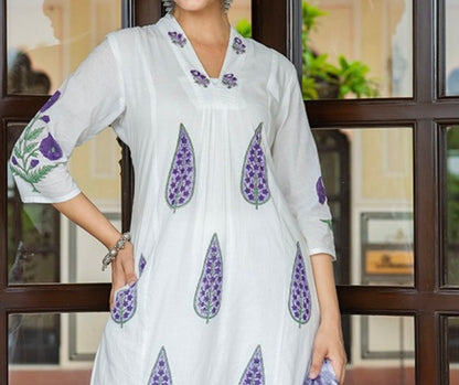 White Purple leaf suit