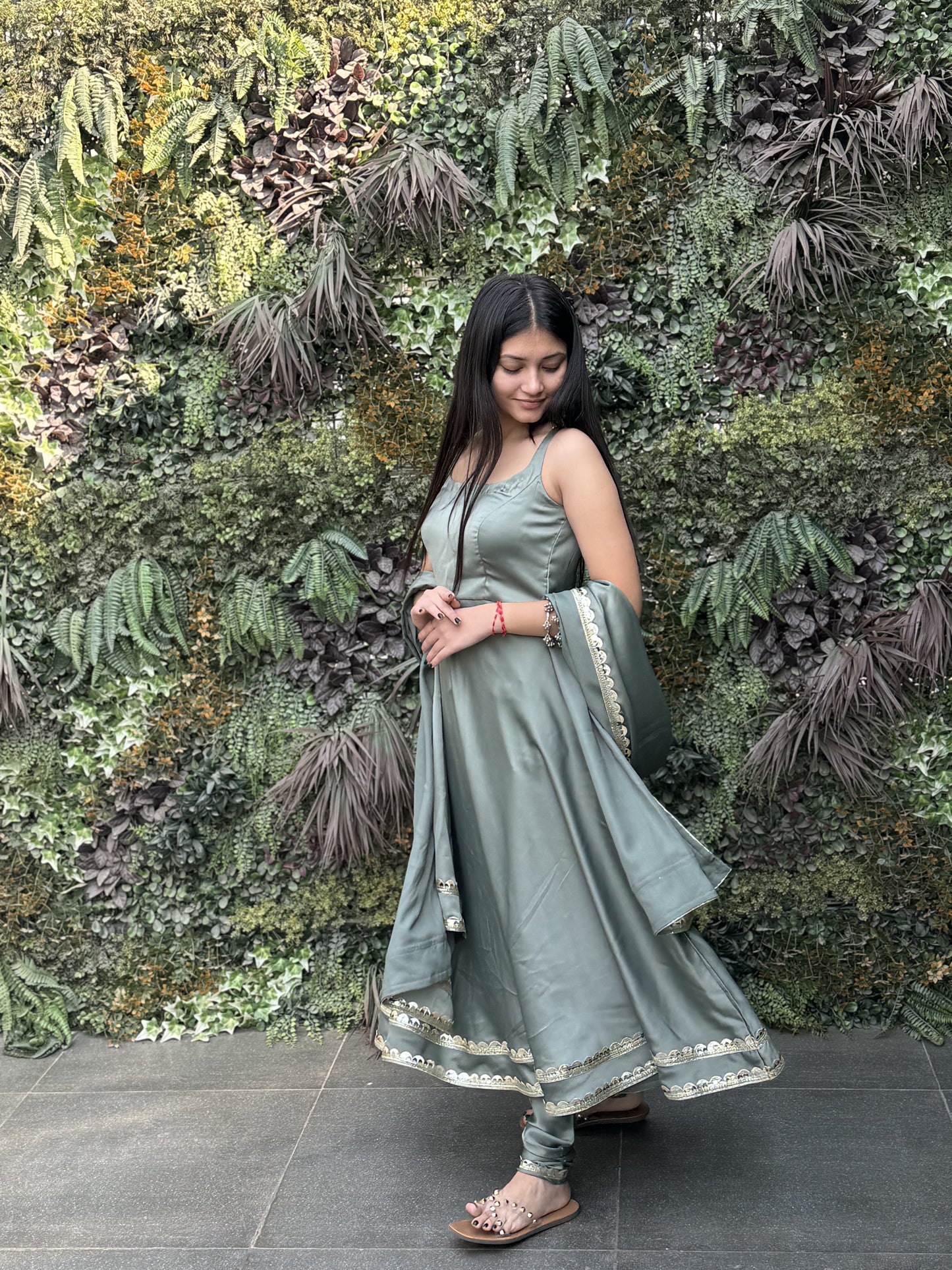 Green anarkali suit