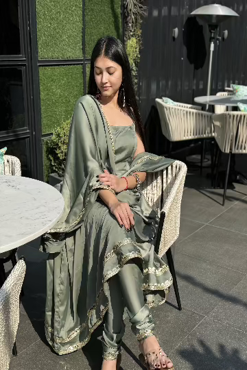 Green anarkali suit