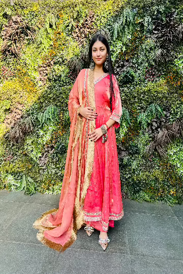 Tissue silk anarkali suit