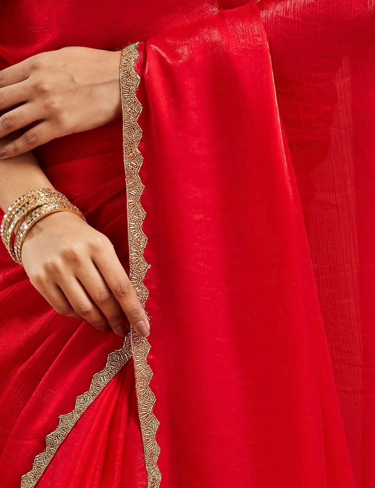 Red Tissue Chiffon Saree