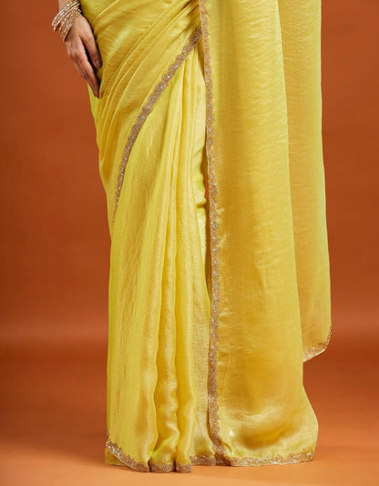 Yellow Tissue Chiffon Saree
