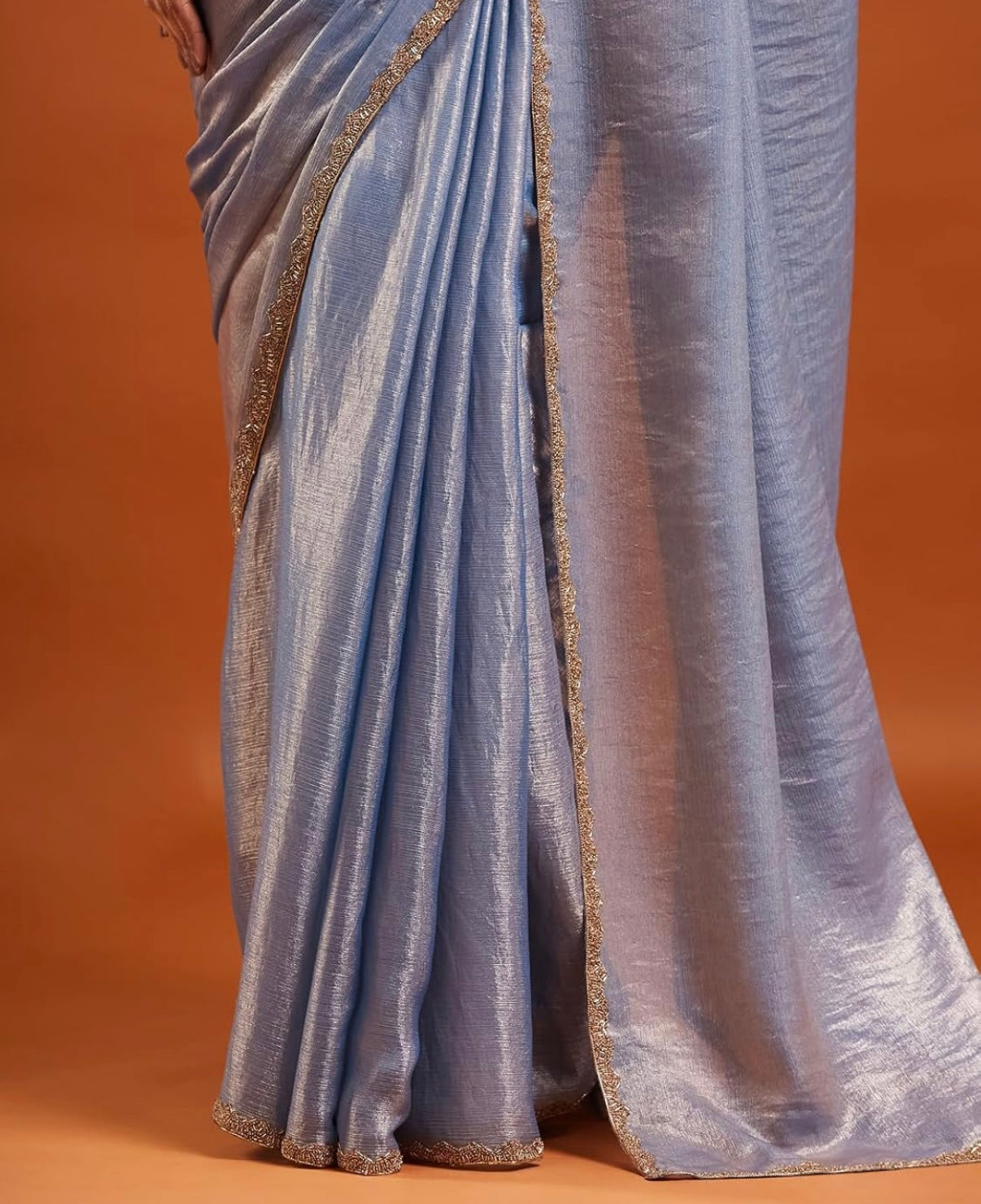 Silver Tissue Chiffon Saree