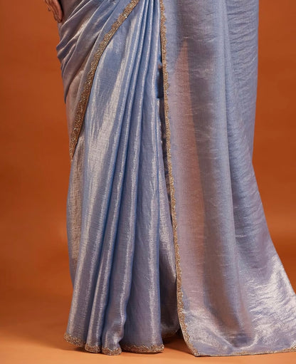 Silver Tissue Chiffon Saree