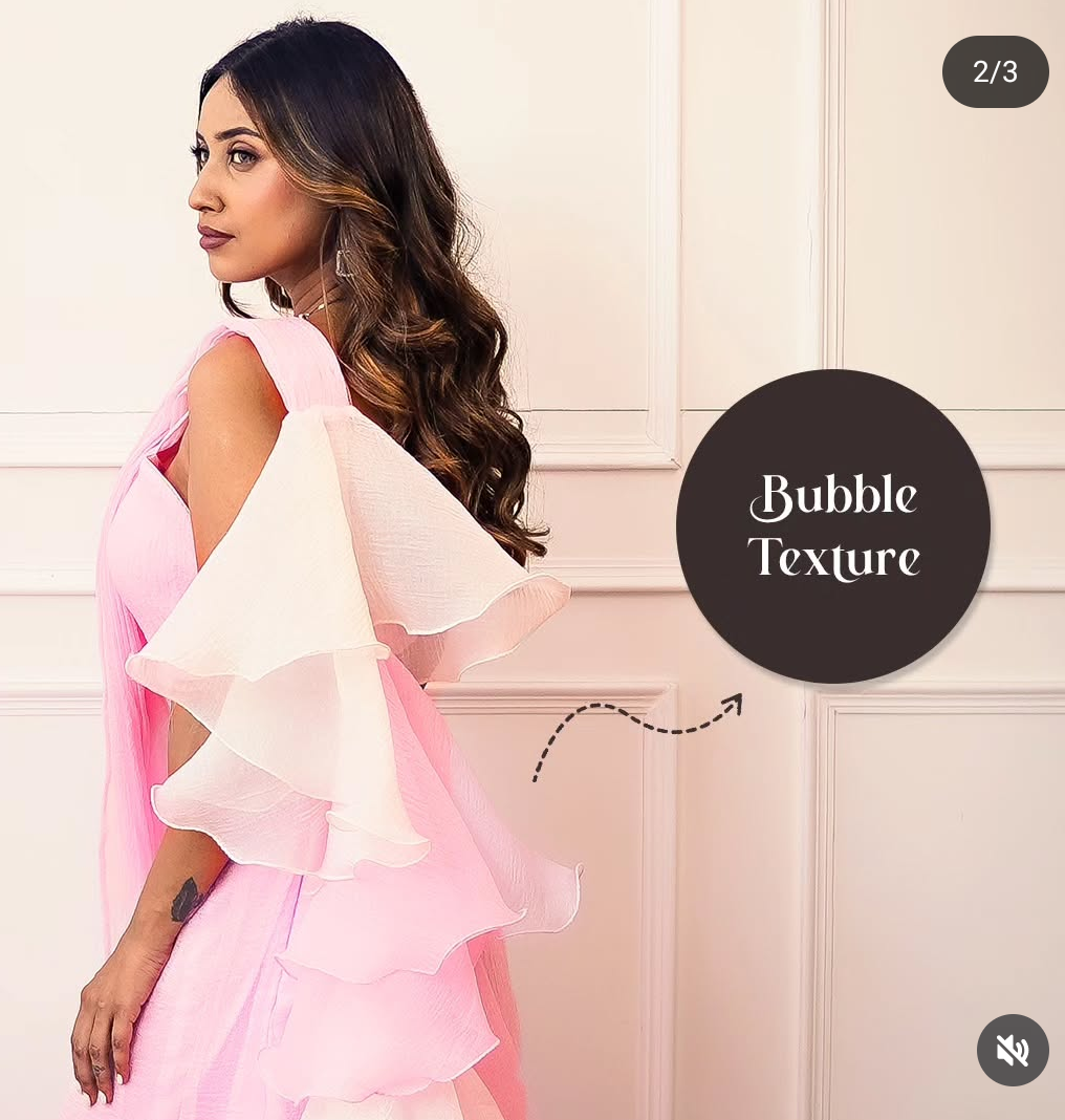 Pink-White Fishcut Draped saree with stitched blouse