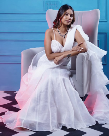 White Fishcut Draped saree with stitched blouse