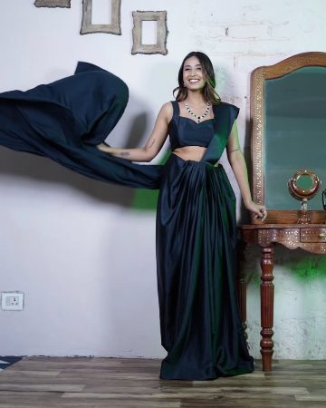 Midnight Black pleats Saree