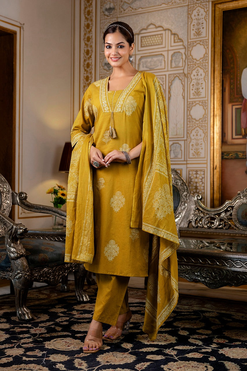 Yellow straight suit