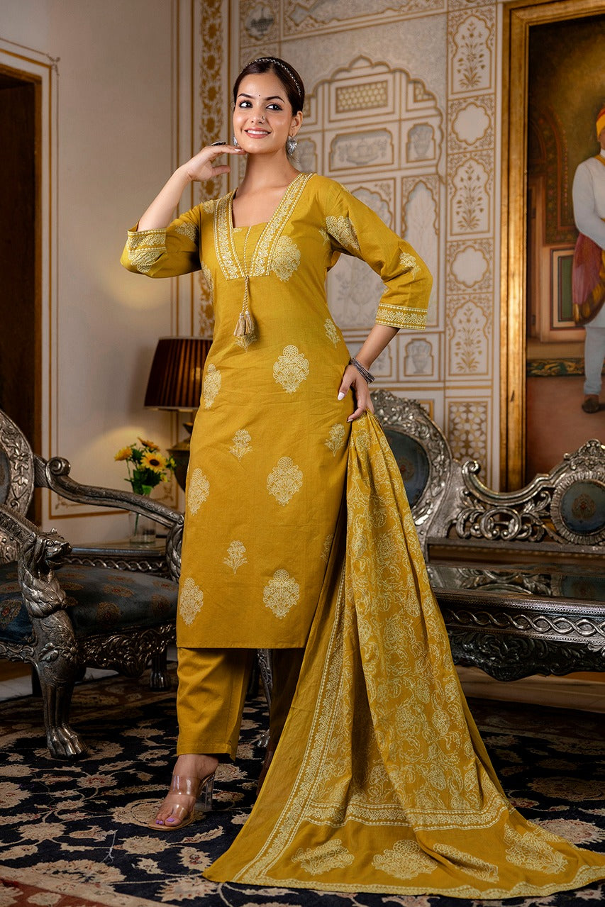 Yellow straight suit