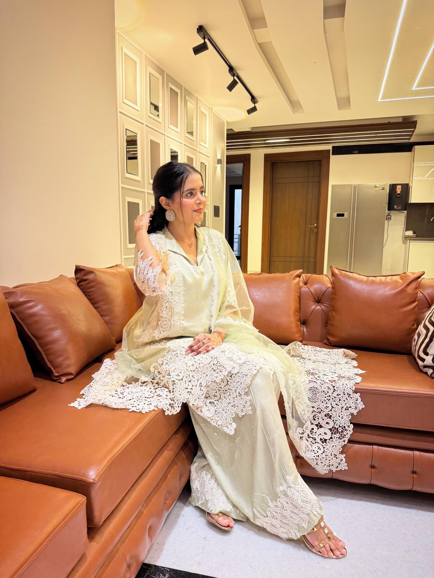 Olive green farsi salwar suit