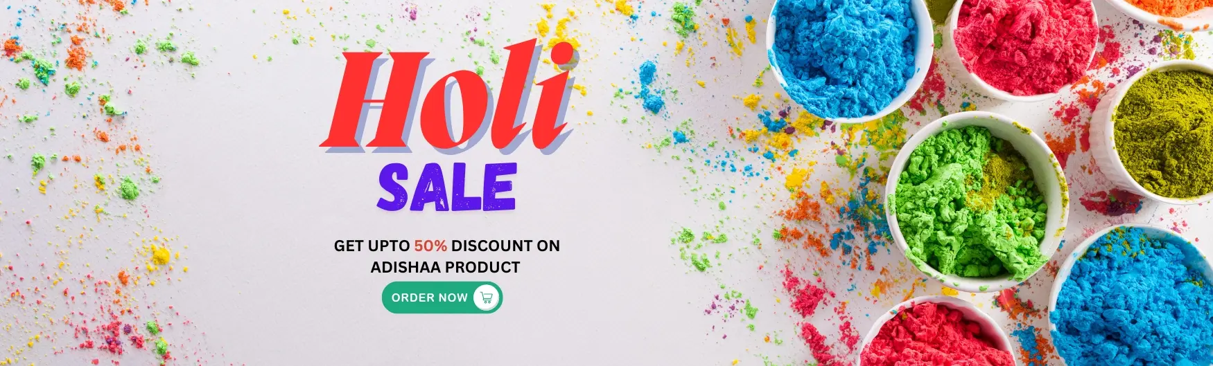 Blue and Grey Holi Festival Vibrant and Illustrative Banner (1750 x 529 px)